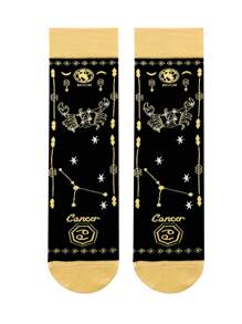 1 par de calcetines unisex personalizados con diseño de signos del zodiaco, calcetines casuales y lindos con estilo de monopatín hasta el tobillo, versátil para uso diario