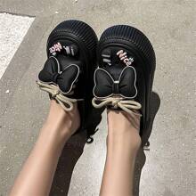 女士时尚平头拖鞋、户外沙滩凉鞋、室内休闲一脚蹬平底拖鞋 - 黑色 - 查看 4