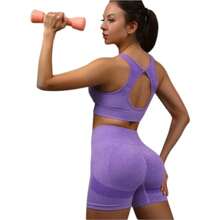 Gym Top With Padded Fitness Swimmer Good Support Open Back TOP436 - Lila Púrpura - Ver 5