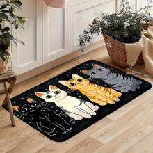 1 Pc Available: Durable And Comfortable Cute Kitten Pattern Non-Slip Kitchen Mats For Home, Office, And Bathroom Various Sizes Available:(19.69*31.49in&15.75*47.24in)