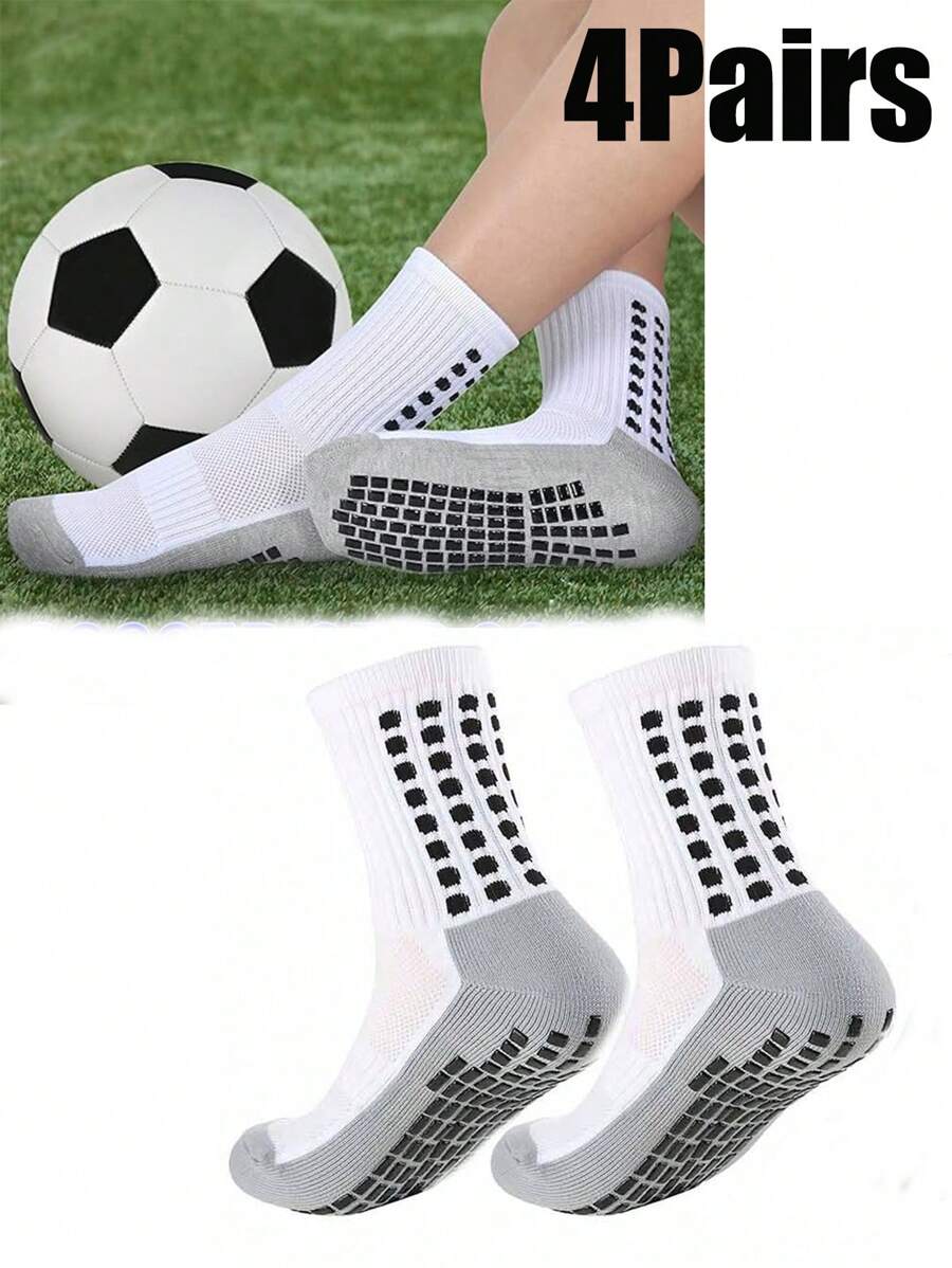 4 pares de calcetines deportivos para jóvenes, calcetines de fútbol para niños, calcetines de fútbol y acondicionamiento físico para jóvenes, adecuados para entrenamiento, al aire libre, durables, aptos para niños y niñas de 8 a 12 años