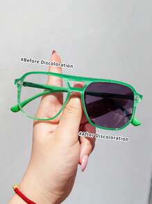 1 Pair Of Children's Aviator Frame Double-Beam Retro Color-Changing Fashion Glasses, Simple And Style, Rich Colors To Choose From, Suitable For Boys And Girls Party Festival Travel Vacation Decoration, Daily Accessories Photography Props. - Multicolor - View 7