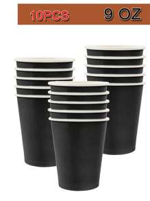 10pcs/Pack 9oz Disposable Paper Cups, Paper Coffee Cups, Disposable Drinking Cups, Hot & Cold Beverage Paper Cups, Suitable For Holding Hot Water, Juice, Ideal For Parties, Picnics, Holidays, Birthdays, Bridal Showers, Available In Multiple Colors