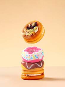 2 Pairs Unisex Mid-Calf Socks With Cute Donut Print Pattern, Creative Unique Gifts Suitable For Valentine's Day, Easter, Mother's Day, Cozy And Breathable, Perfect For Holidays, Parties, Birthdays, Couples, Vibrant And Fun Socks