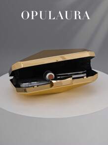 OpulAura Glitter Metal Mini Box Banquet Clutch Charming, Elegant And Luxurious Evening Dress Matching Bag High-End Geometric Box Dinner Bag Women's Clutch For Evening Use Suitable For Formal Parties/Dances/Fashion Cocktail Parties/School Opening Parties/Weddings/Dates And Other Occasions Delivery Chain Can Be Carried Crossbody Or On Shoulder, Prom Bag For Party, Clutch Bag For Wedding