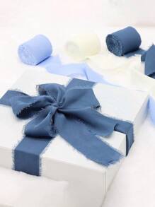 雪纺丝带每卷宽 4 厘米，长 5 米（196.9 英寸），手工制作的流苏雪纺丝绸丝带，适用于婚礼请柬、新娘花束、礼品包装、DIY 工艺品，多种颜色可供选择