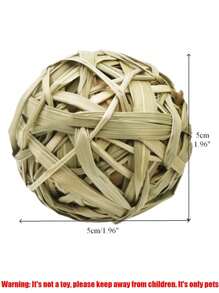 1/2/3pcs Pure Natural High-Fiber Seagrass Hand-Woven Balls, Suitable For Rabbit, Hamster And Other Small Pets To Chew & Grind Teeth, All Seasons