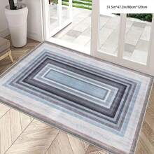 [5mm Thickness Crystal Velvet Flocked Bottom] 1pc Geometric Floral Pattern Carpet - Waterproof, Anti-Slip, Absorbent, Machine Washable, Soft Comfortable Mat, Suitable For Kitchen, Living Room, Bedroom, Hallway, Bathroom, Laundry Room - Easy To Clean, Carpet For Home Decor