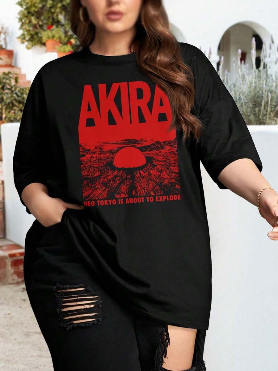 Tokyo Explode Akira Pill Oversize Women T-Shirt (Akira0110 Cult Movie Retro Anime Tetsuo Design) - Women's Large - màu đen - Xem 1