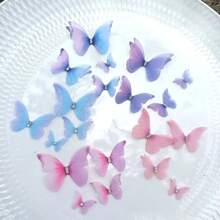 10个精美3D逼真蝴蝶装饰品，采用双层聚酯纤维制成，适用于DIY工艺品、发饰、婚礼装饰 - 10pcs - 查看 5