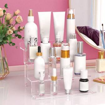 1pc 亚克力高清透明四层阶梯形纸杯蛋糕展示架派对纸杯蛋糕展示架蛋糕店蛋糕样品观看架家用跑车模型玩具动漫手办展示架