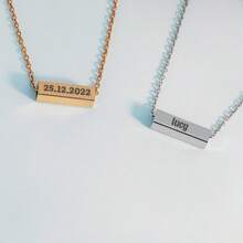 1 pièce Collier personnalisé tube creux, en acier inoxydable, longueur de chaîne 17,7 pouces + 1,97 pouces, peut être gravé, boîte gratuite