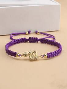 1pc White Zirconia Inlaid Green Eyed Snake Bracelet, Suitable For Men's Daily Wear, Snake Year Festival Gift - Mint Blue - View 8