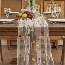 1pc Corredor de mesa floral de renda bordada, Corredor de mesa de flores coloridas, Toalha de mesa de renda vintage, Adequado para casamento, festa, feriado, piquenique, cozinha, mesa de jantar, decoração de casa