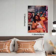 Framed J Cole Poster Music Album Cover Posters For Room Aesthetic - Canvas Poster, Music Wall Art Decor, Room Decoration, Modern Art Canvas Printing, Ideal Gift For Bedroom, Living Room, Office, Corridor - Framed - View 2