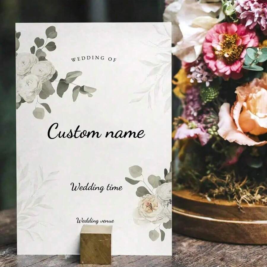 [Elegante Hochzeit] Angepasste schlicht-bohemische Hochzeitseinladung - personalisierter Text, elegantes Blumenmuster, perfekt für Brautjungfern und Hochzeitsgeschenke, geeignet für jeden Empfänger, personalisierte Einladung | moderne Ästhetik | verfeinertes Blattdetail, Hochzeitsdekoration, Schulanfang, Schulbedarf