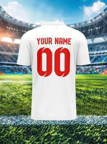 2025 Custom Jersey, 1pc Sports Teamwear & Club Training V-Neck Football Shirt With Front & Back Printed Name, Number & Logo, Comfortable For Daily, Casual, Party & Gathering