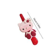 Sanrio 4pcs Large Plaid Sitting Posture KT Pointed Nose Clip Ins Girl Heart Versatile Japanese Bangs Side Clip Cartoon Headpiece For Girls