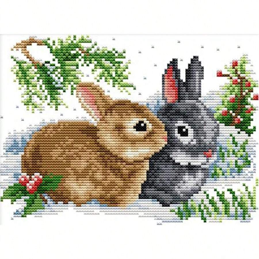 SNA 2025 New Style Lucky Rabbits Handmade Cross Stitch DMC 11CT Cross Stitch Set Chinese Style Cross-Stitch Kits Embroidery Home Decoration