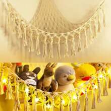 Organizador de animales lindos, soporte de peluche para decoración del hogar en dormitorio y sala de estar, red de esquina, muñeco de peluche en forma de triángulo para almacenamiento, hamaca, hamaca para almacenamiento de animales de peluche, hamaca grande para muñecas, red decorativa para habitación de animales de peluche