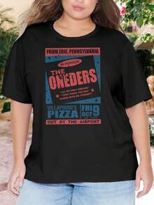 Vintage The Oneders Villapianos Band oversize women T-Shirt for Ladies Plus Size - Rock Metal Pizza - Negro - Ver 1