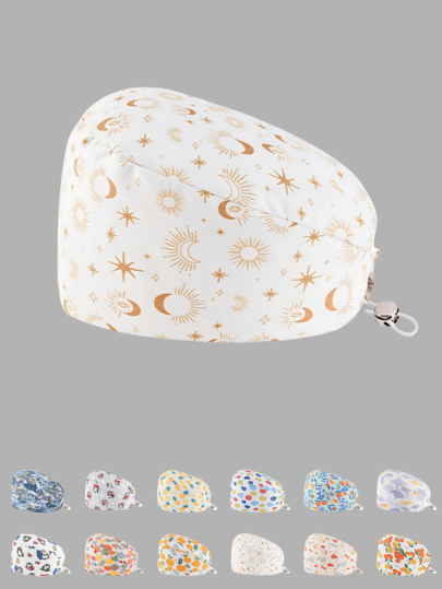 1 Pc Women's Polyester Fruit, Floral & Animal Print Sun Visor, Adjustable, Suitable For Doctors, Nurses, Housekeepers And More, Practical For Anti-Bacterial And Anti-Dust, Year-Round