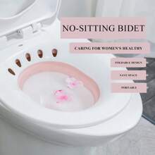 Women's Folding Toilet Bidet Postpartum Bath Toilet Seat Self-Cleaning Hip Shower Perineum Soaking Bath Hemorrhoid Treatment - 粉色 - 查看 4