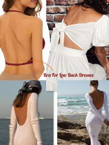 1pc Backless & Versatile Summer Seamless Bra For Women - Red - View 4