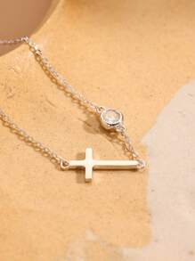 Bransoletka ze srebra próby 925 z 5 brylantami Moissanite o masie 0,3–1 ct, koniczynką szczęścia, krzyżem vintage, pojedynczą diamentową bransoletką miłosną, prezentem jubilerskim na urodziny, Walentynki, Ramadan, Dzień Matki