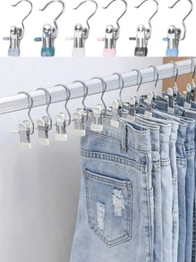10 pièces de pinces à linge en acier inoxydable de haute qualité, cintre en métal réglable avec pinces, pince à linge portative avec crochet, décorations pour costumes, décorations de festival, cintres pour pantalons et jupes avec pinces de préhension