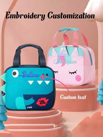 1pc Personalized Cartoon Unicorn Lunch Bag, Cute Dinosaur Insulated Lunch Box Tote Bag For Students, Multi-Functional Lunch Thermal Bag With Strap, Portable Shoulder Bag For Picnic, Camping, Kitchen Use, All-Purpose, Large Capacity, Versatile For Holiday/ Vacation, For Outdoors/Outings/Travel/Hiking/Stadium/Sports/Climbing, For Business/Commute/Work/Office
