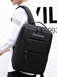 1pc Personalized Men's Business Laptop Backpack, Multi-Color Campus Backpack With Simple Candy Color, Versatile Student Rucksack, Large Capacity Embroidered Letter Schoolbag, Lightweight Waterproof Zipper Bag, Student Travel Pack, Suitable As A Back-To-School Gift For Teenage Girls, College, Junior High, High School, Outdoor, Travel - Multicolor - View 10