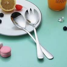 2pcs Salad Server Set, Stainless Steel Salad Spoon Salad Fork, Salad Serving Set For Home/Kitchen/Restaurant/Party/Easter/Mother's Day, Mirror Polished, Dishwasher Friendly