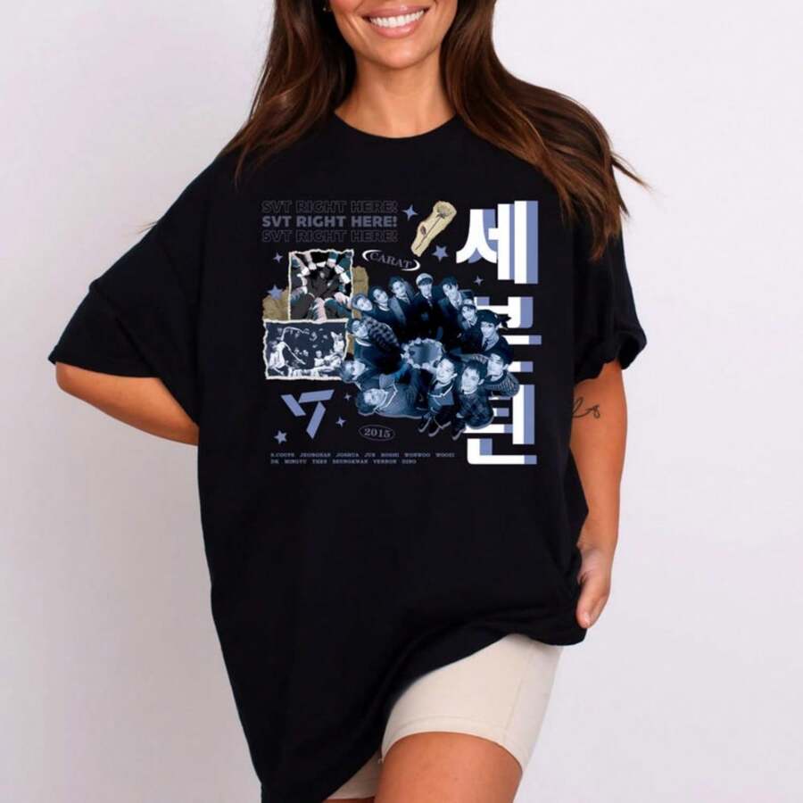 T-Shirt Seventeen Right Here World Tour, 17 Is Right Here-Albumshirt, Shirt Seventeen Members, Shirt Kpop, Shirt Kpop-Fans, Shirt Seventeen Merch - Black - View 1