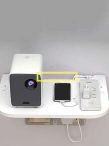 1pc Router Wall Mounted Shelf Bracket, No-Drill Storage Holder For Projector, Set-Top Box, WiFi, Smartphone, Tablet, Wall Mounted Charging Bracket For Bathroom, Bedside, Speaker, Figurine Shelf - White - View 2