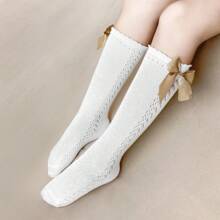 Girls' Simple Bow Design Mid-Calf Socks