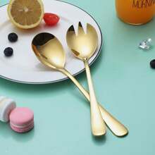 2pcs Salad Server Set, Stainless Steel Salad Spoon Salad Fork, Salad Serving Set For Home/Kitchen/Restaurant/Party/Easter/Mother's Day, Mirror Polished, Dishwasher Friendly