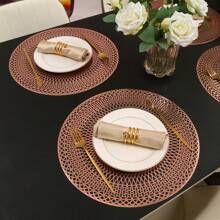 1 peça/4 peças/6 peças/8 peças/12 peças de jogos americanos geométricos redondos de PVC com folha de ouro, decoração de feriados, jogos americanos para mesa de jantar, almofadas de isolamento térmico para hotéis, restaurantes, cozinhas domésticas