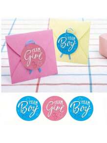 500 张哑光性别揭示贴纸，纸质团队标签，用于婴儿派对装饰，粉色和蓝色婴儿在玻璃贴纸