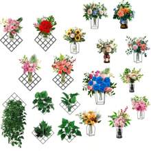 2 件/4 件墙贴玫瑰花网格花瓶绿植吊篮自粘墙贴适用于光滑墙壁客厅卧室走廊装饰不适合除尘不平整水泥空白墙面礼物生日毕业房间装饰家居装饰墙壁装饰浴室装饰卧室装饰房间装饰物品客厅装饰家居装饰客厅墙纸个性化贴纸 - 彩色 - 查看 2