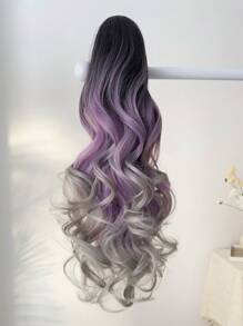 multicolor 3 color cosplay con clip Extensión de coleta también disponible en onda estilo con sintético material púrpura Pelo postizo para mujeres - Multicolor - Ver 7