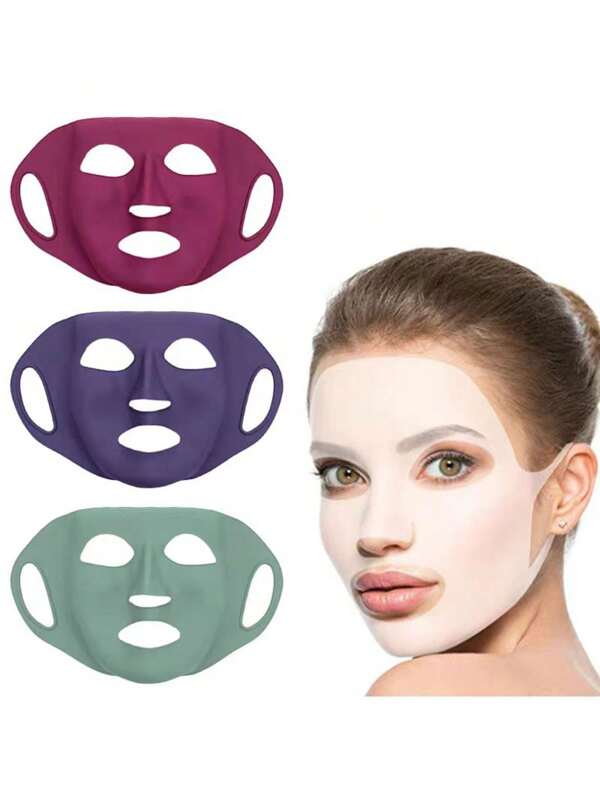 6/3/1 Pc Silicone Face Mask Cover, 3D Silicone Face Mask Fixing Sticker, Prevent Mask Falling Off, Slow Down Essence Leakage, Promote Essence Absorption, Moisture Lock Assist, Hands-Free Mobility, Silicone/Face-Fitting/Adjustable Stretch/Reusable, Makeup Beauty Tool