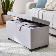 30" Hinged Storage Ottoman, Gray