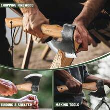 11 Inch Hatchet Camping Axe,Small Bushcraft Axe For Chopping And Wood Splitting,Ash Wood Handle,Perfect For Outdoor Survival And Adventures,Hunting, Trekking,Gardening - 11 英寸 - 查看 10