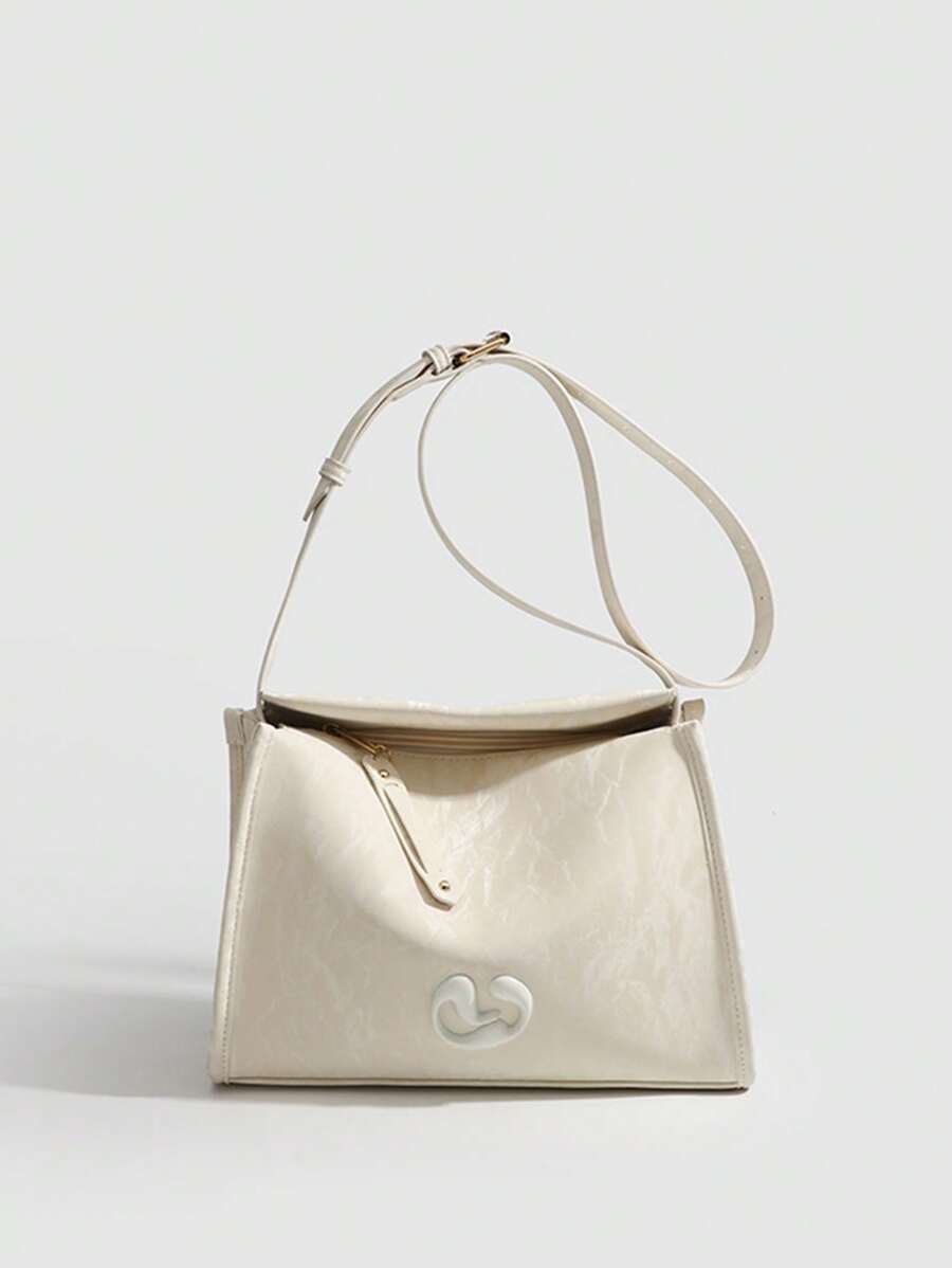 女士复古手提包，时尚小众品牌，优质材料，多功能，大容量，单肩包，腋下包，休闲斜挎包 - 米色 - 查看 1