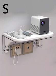 1pc Router Wall Mounted Shelf Bracket, No-Drill Storage Holder For Projector, Set-Top Box, WiFi, Smartphone, Tablet, Wall Mounted Charging Bracket For Bathroom, Bedside, Speaker, Figurine Shelf - White - View 6