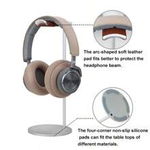 Curved Aluminum Headphone Stand Rack Sturdy Metal Gaming Headset Earphone Holder Hanger With Solid Base For Table Desk Display For Office, Dorm And Home Use