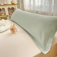 1 pièce Taie d'oreiller de couleur unie, nouvelle, douce et agréable pour la peau, housse de coussin double, couleur macaron, simple/double, taie d'oreiller de couple (intérieur non inclus), style Ins, convient pour toutes les saisons - Vert pastel - Voir 7