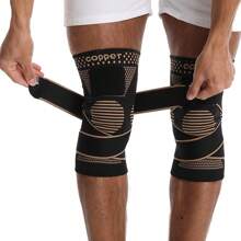 1 Manicotto per ginocchio in rame con fascia di compressione, supporto per ginocchio in maglia antiscivolo, adatto per corsa, escursionismo, esercizio per uomo e donna, accessori palestra, supporti per ginocchio, ginocchiere palestra