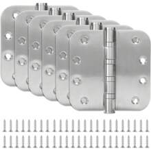 6 Pack Stainless Steel Silver Door Hinges For Exterior & Interior Doors, 4.0 X 4.0 Inch Heavy-Duty Ball Bearing Door Hinges With 5/8" Radius Corners